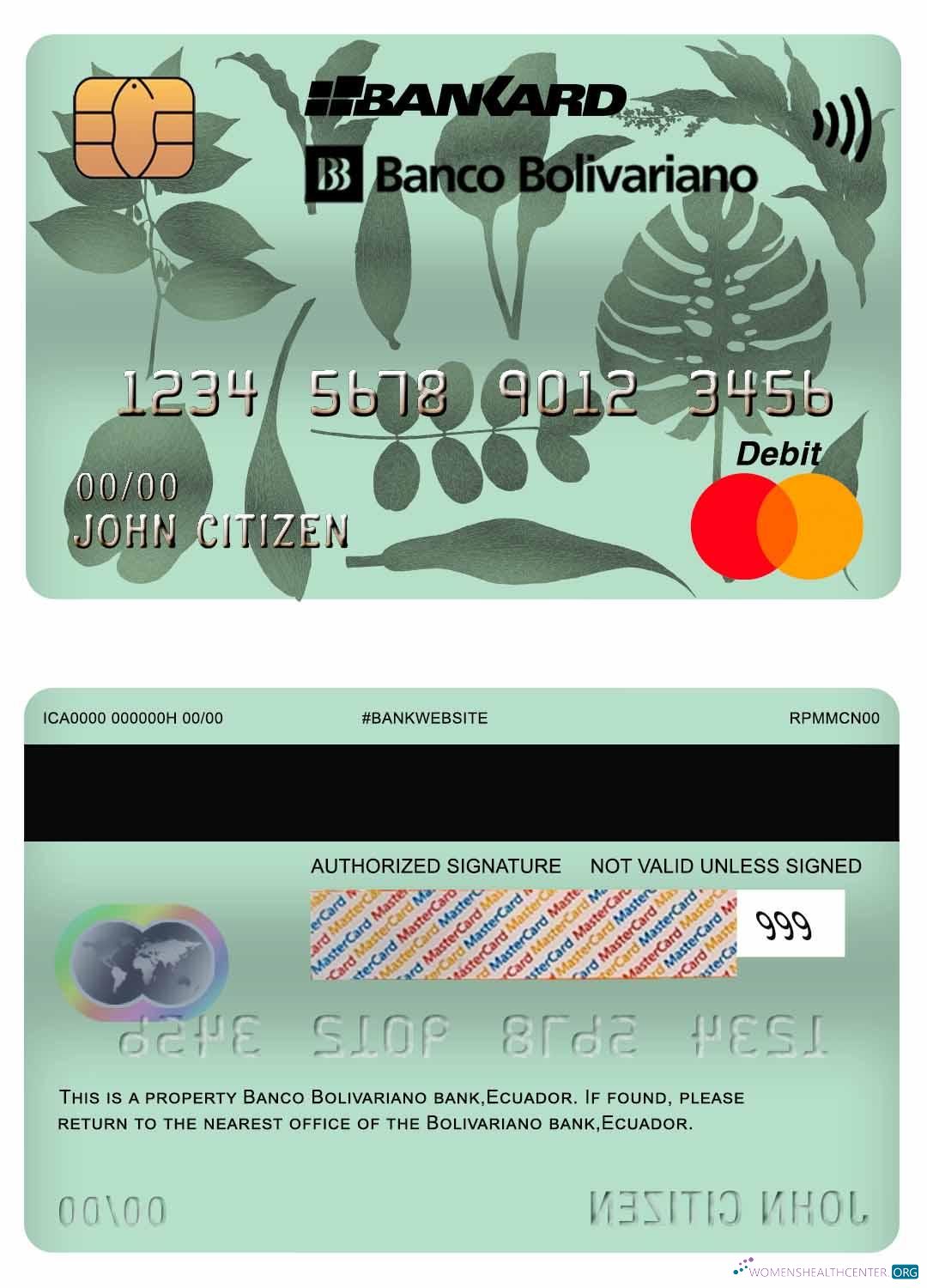 Download Ecuador Banco Bolivariano mastercard Photoshop template